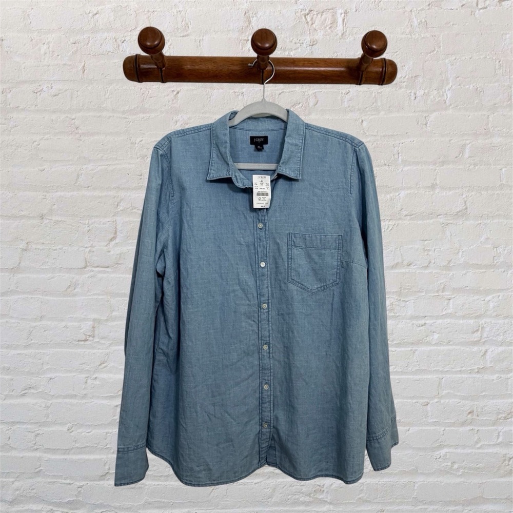 J.Crew Large Chambray Shirt XL Signature Fit Lovers Lane Wash Long Sleeve NWT